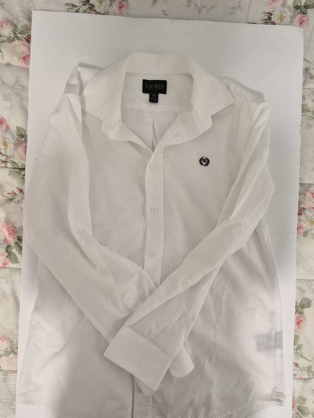 Lauren Ralph White Long-Sleeve Button-Up Shirt